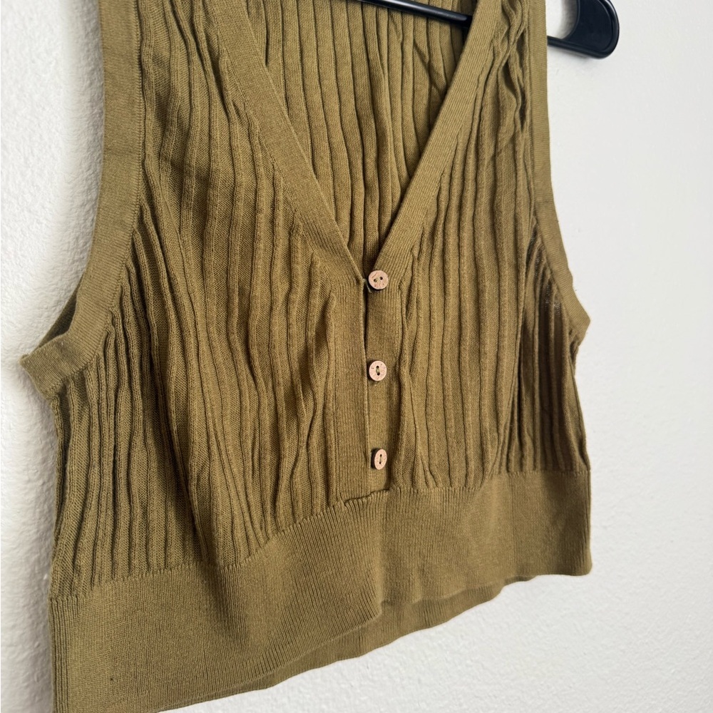 Free People Mustard Ribbed Crop Top - Picture 3 of 4